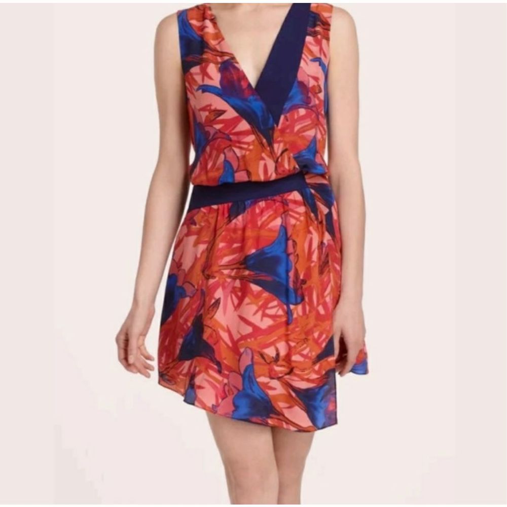 Anthropologie leifdottir women’s Dress Navy Blue and Pink Red Floral